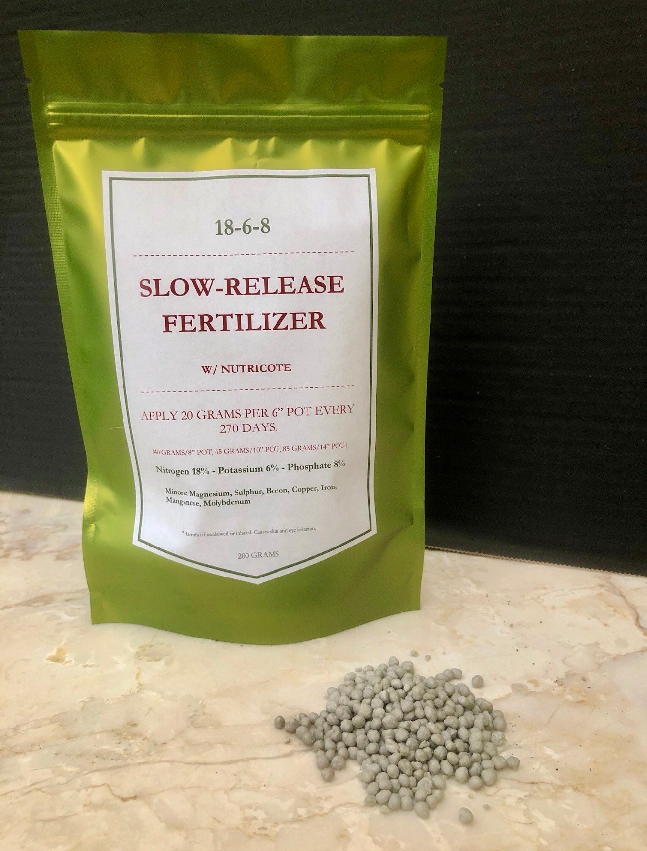 slow release fertilizer for indoor plants Slow release fertilizer 18-6-8 formula 270 day formula Feeds 20 6” pot – Green Millennium