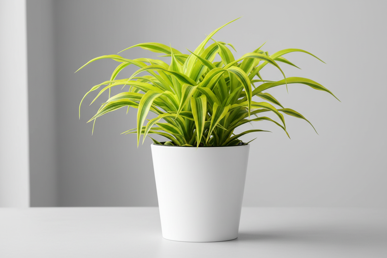dracaena lemon lime in white pot
